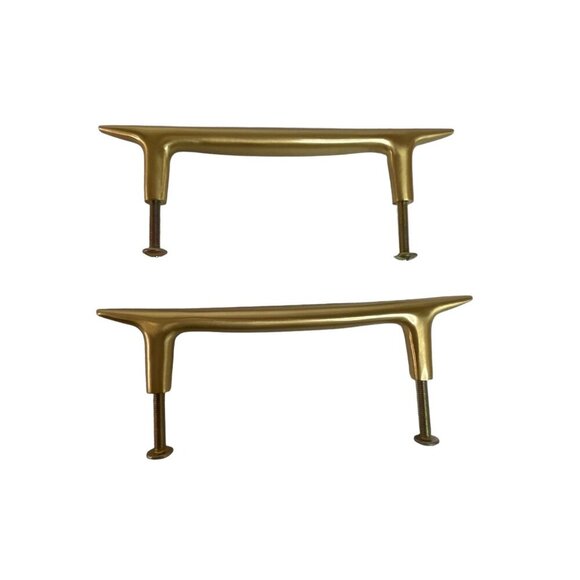 Set Of 4 Mid-Century Modern Brass Cabinet Drawer Pulls - Picture 3 of 6